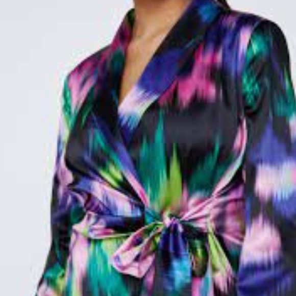 Nasty Gal Blazer Satin Printed Cinched Waist (US 18) NWT - Picture 1 of 6
